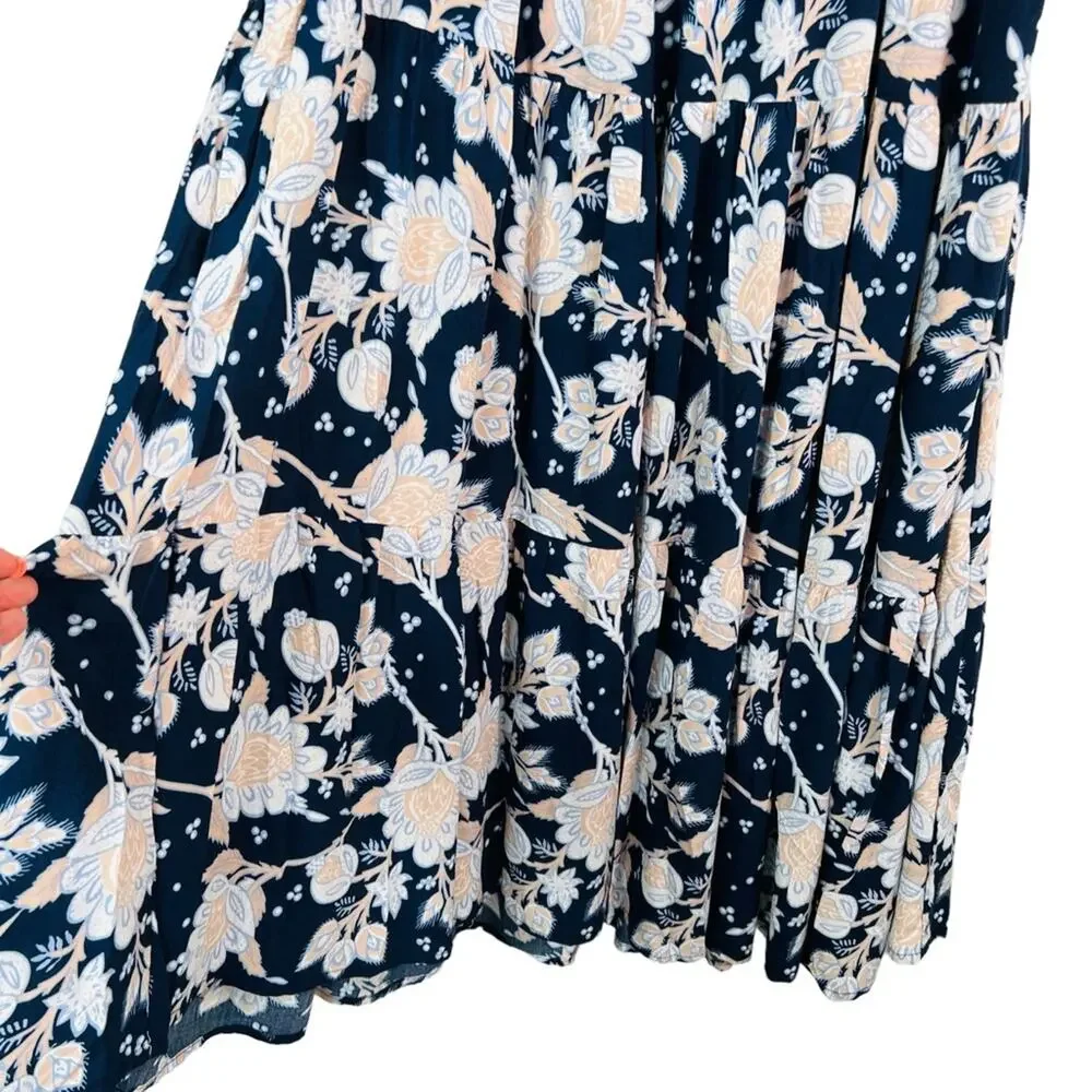 Rachel Zoe Navy Floral Tiered Maxi Skirt M